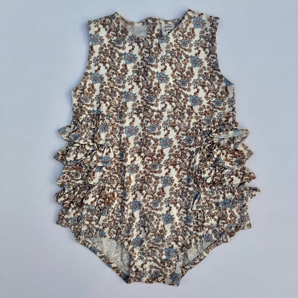 Kate Quinn Sleeveless Ruffle Bubble | Brown/Blue Floral | 18-24M | NWT - Picture 2 of 7